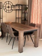 Industriële Eettafel voor 4 Personen, Huis en Inrichting, Tafels | Eettafels, Ophalen, 100 tot 150 cm, Eikenhout, Zo goed als nieuw