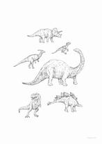 Poster A4 Dinosaurus kinderkamer babykamer jongen zwart-wit, Nieuw, Dier of Natuur, A4 of kleiner, Rechthoekig Staand