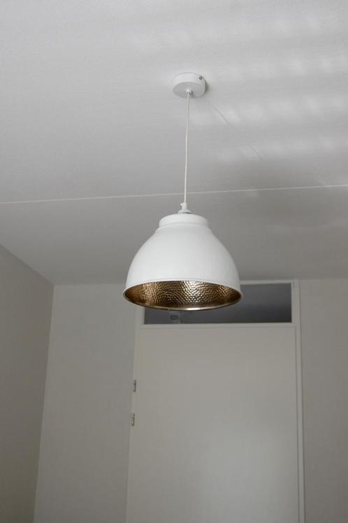 Hanglamp gehamerd aluminium 2 stuks, Huis en Inrichting, Lampen | Hanglampen, Zo goed als nieuw, Minder dan 50 cm, Metaal, Ophalen