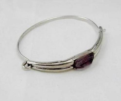 Andreas Daub. Modernist zilver armband met amethist (7545-59, Sieraden, Tassen en Uiterlijk, Armbanden, Zo goed als nieuw, Zilver