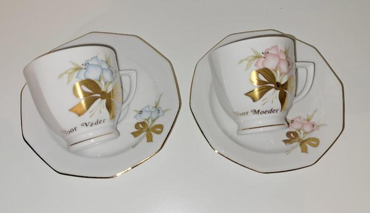 Vintage Winterling kop en schotel voor moeder/voor vader, Verzamelen, Porselein, Kristal en Bestek, Zo goed als nieuw, Kop en/of schotel