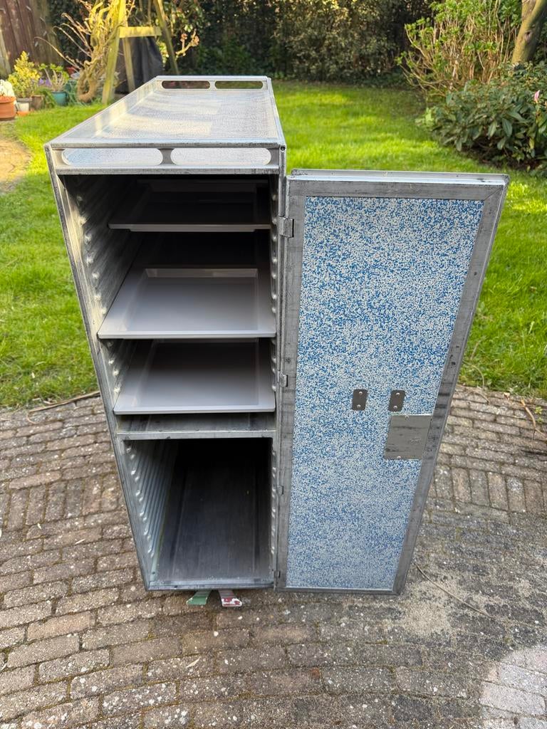 KLM trolley met blauw gespikkeld patroon, Ophalen of Verzenden, Gebruikt, Paleis of Waag