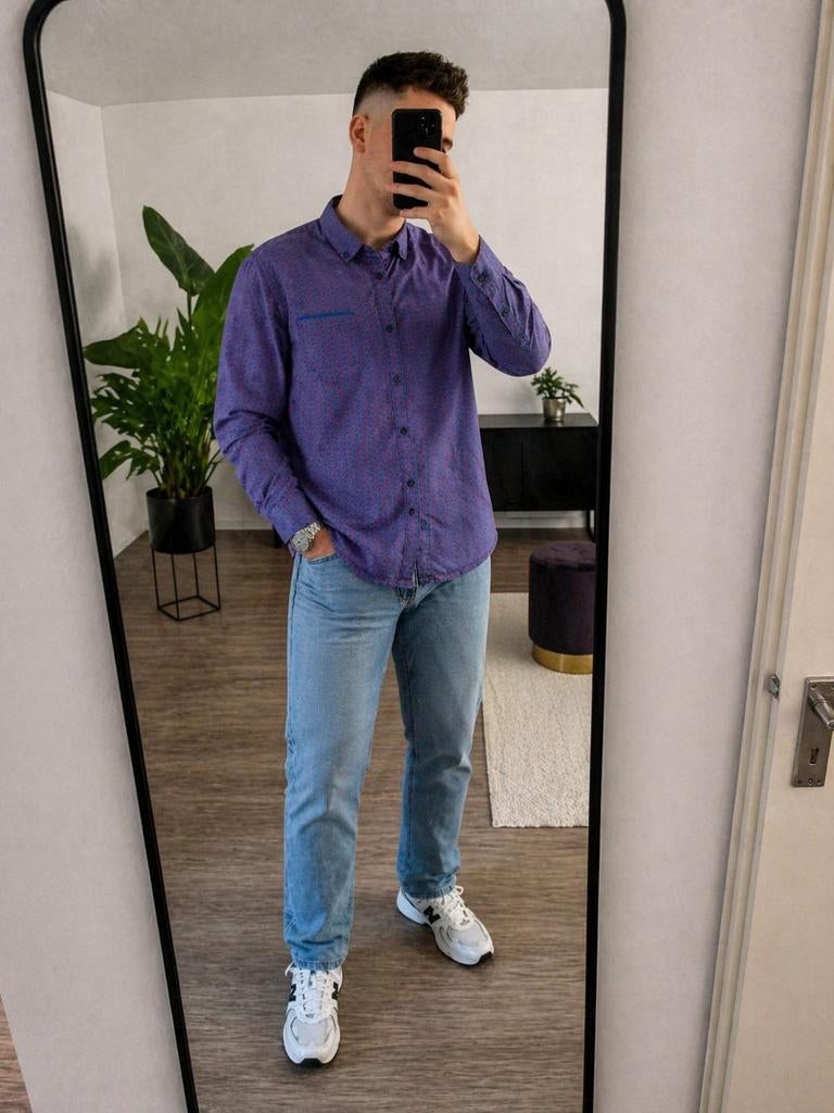 PME Legend Overhemd Paars Heren – Casual Print Shirt XXL, Ophalen, Paars, Zo goed als nieuw, Overige halswijdtes