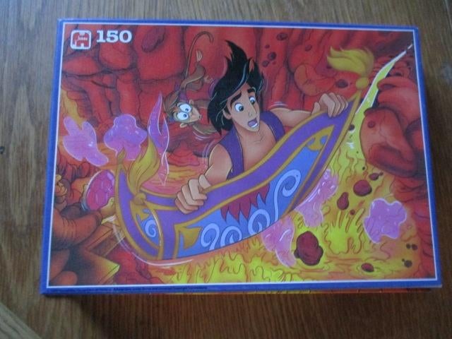 Disney Aladdin puzzel  150 stukjes  Jumbo  vliegen over lava, Verzamelen, Ophalen of Verzenden, Overige figuren, Zo goed als nieuw