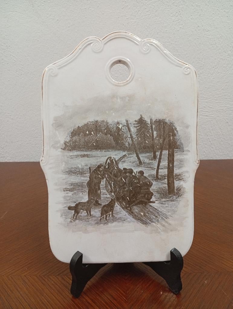 Zeldzaam Russisch Porseleinen Sierbord Troika in de Sneeuw, Antiek en Kunst, Ophalen of Verzenden