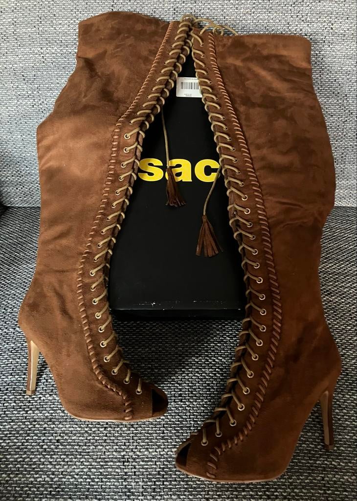 Sacha Overknee Laarzen met Veters - Cognac - Maat 37, Ophalen of Verzenden, Zo goed als nieuw, Bruin, Hoge laarzen