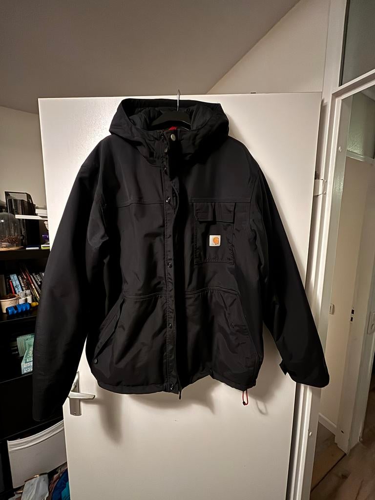 Carhartt Heren Jas Maat L - Zwart, Storm Defender, Ophalen of Verzenden, Gedragen, Maat 52/54 (L), Zwart