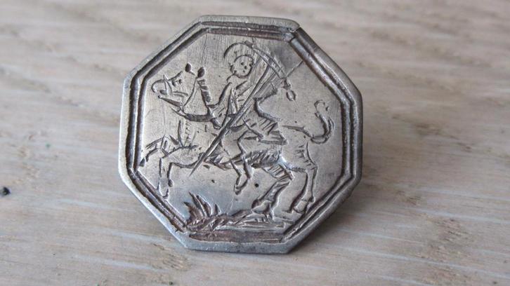 Zilveren 18/ e eeuwse knoop ruiter te paard / bodemvondst, Antiek en Kunst, Antiek | Goud en Zilver, Zilver, Ophalen of Verzenden