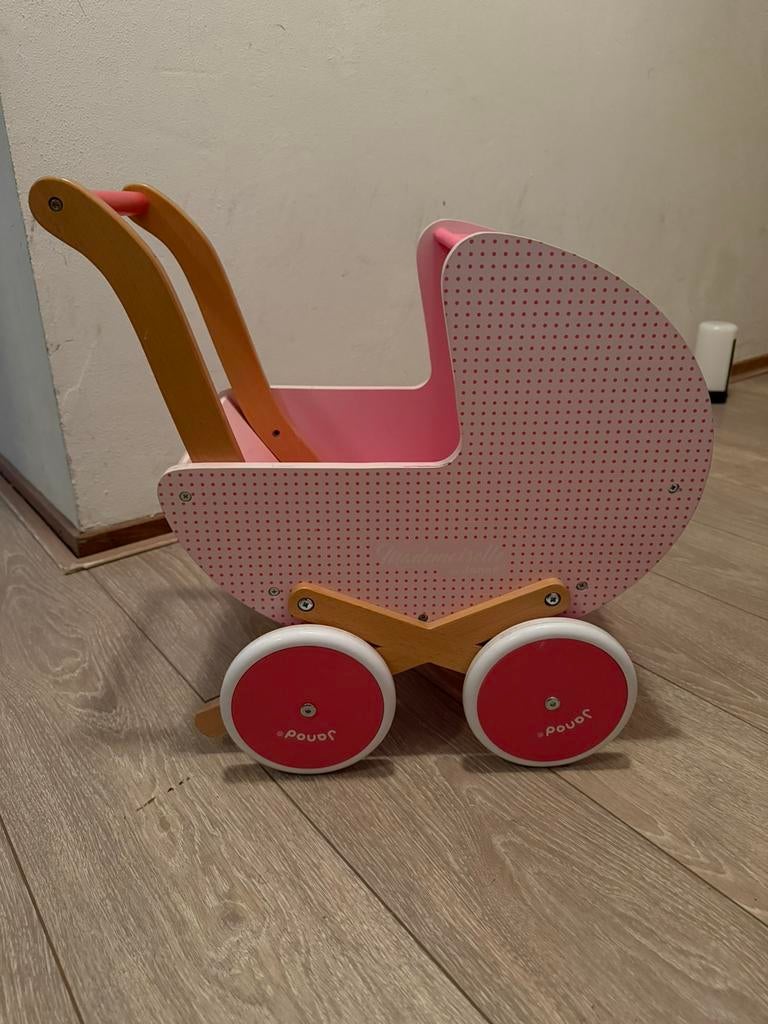 Houten poppenwagen, izgs, Kinderen en Baby's, Speelgoed | Houten speelgoed, Ophalen, Zo goed als nieuw, Duw- of Trekspeelgoed