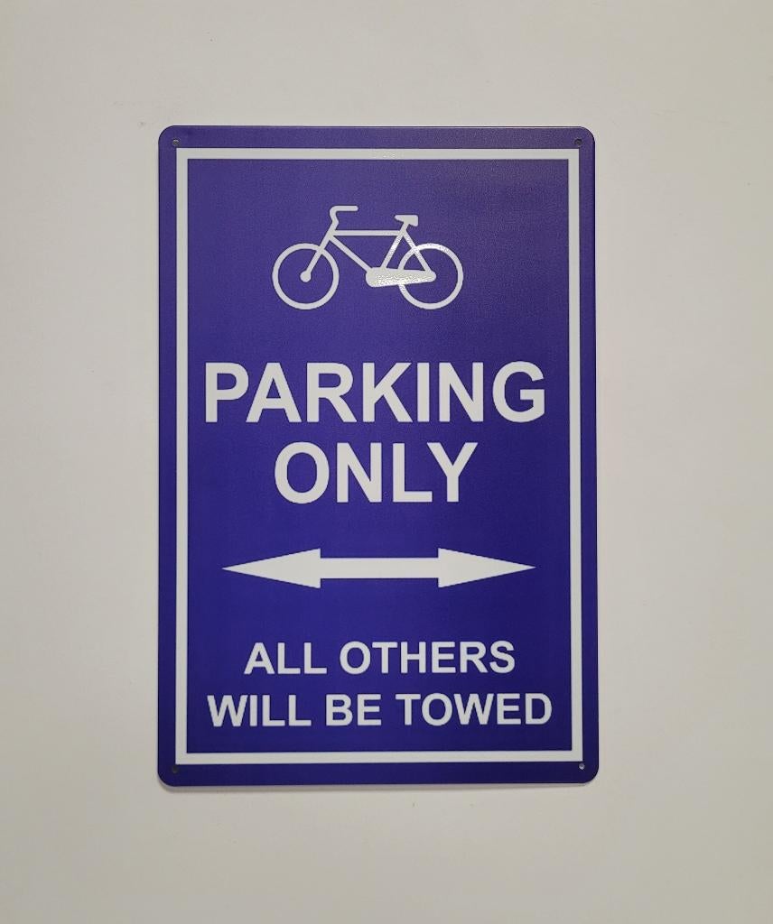 Fiets parking only bike reclamebord van metaal wandbord deco, Info@deconoord.nl, Deco Noord, Nieuw, Ophalen of Verzenden