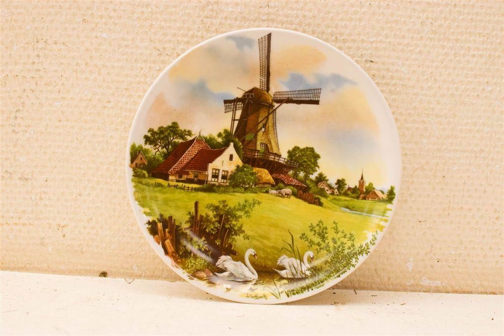 Royal Schwabap porseleinen wandbord met prent van een molen, Ophalen of Verzenden, Gebruikt