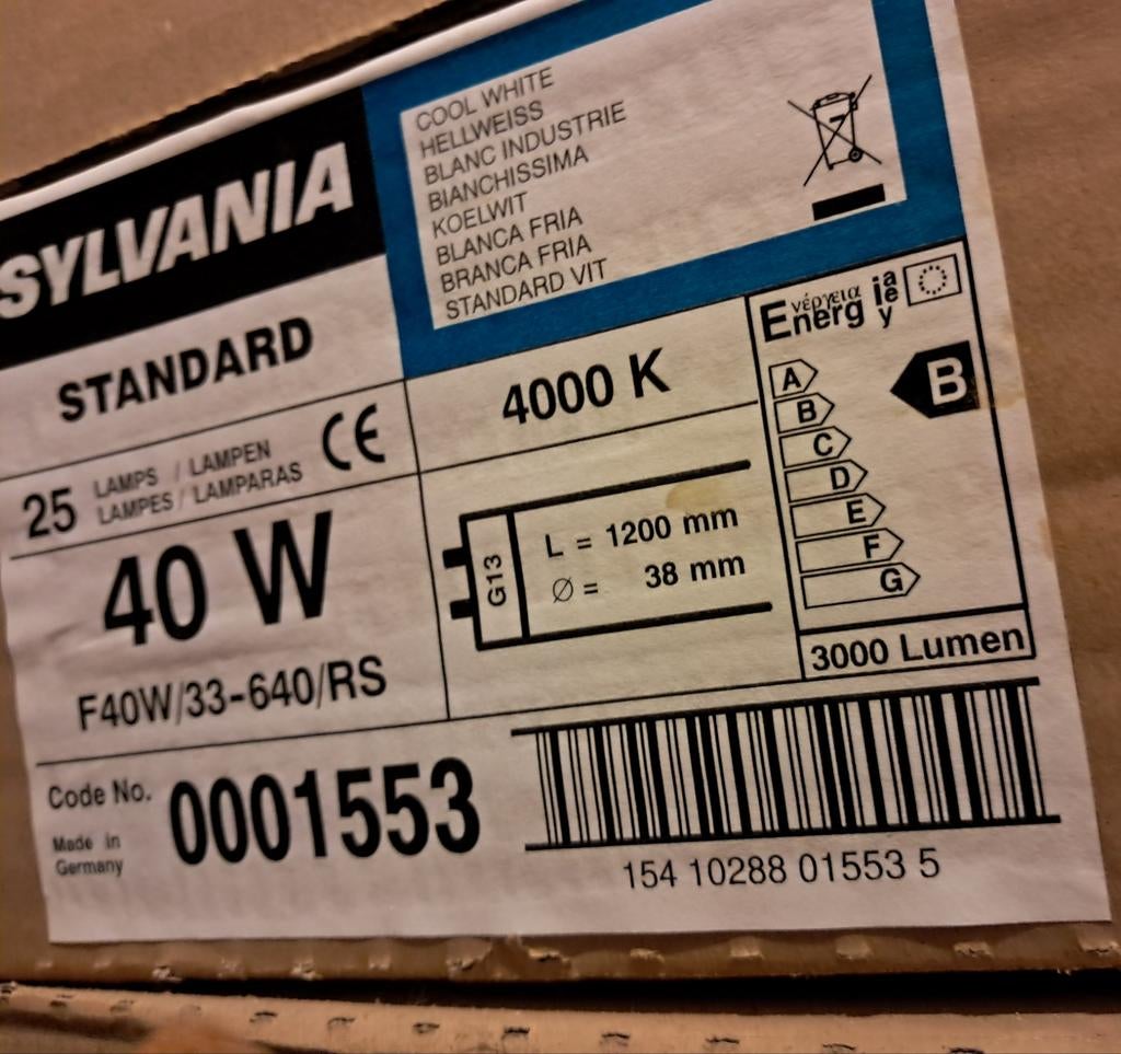 Sylvania TL buis 40 watt/ 765 doos 25 stuks, Ophalen, Nieuw, Minder dan 50 watt