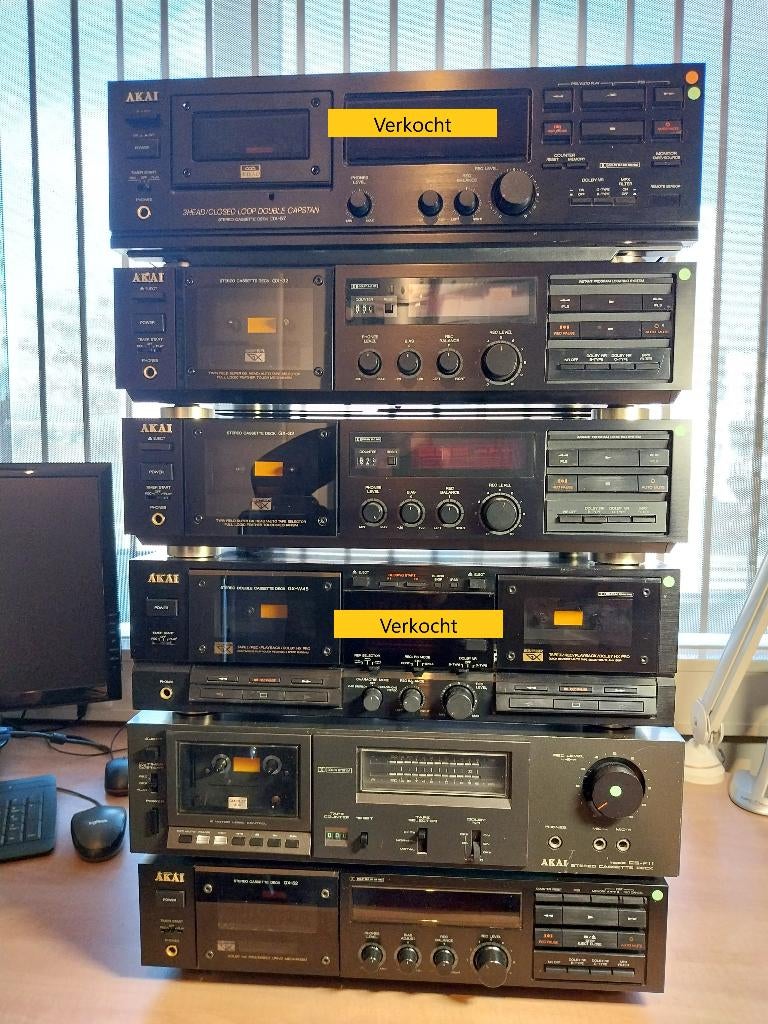 Akai Cassettedecks  (Wegens beëindiging hobby), Audio, Tv en Foto, Cassettedecks, Enkel, Akai, Ophalen of Verzenden