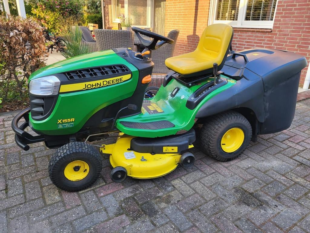 John Deere X155R zitmaaier met opvang,hydrostaat 2 cilinder, Gebruikt, Opvangbak, 90 tot 120 cm, Ophalen
