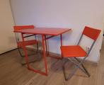 IKEA uitschuifbare eettafel + 2 stoelen (rood), Ophalen, Gebruikt, 50 tot 100 cm, Tot twee personen