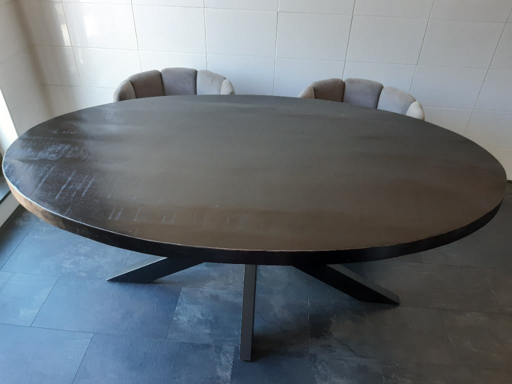 Eettafel met stoelen, Huis en Inrichting, Tafels | Eettafels, Gebruikt, 50 tot 100 cm, 150 tot 200 cm, Ovaal, Ophalen
