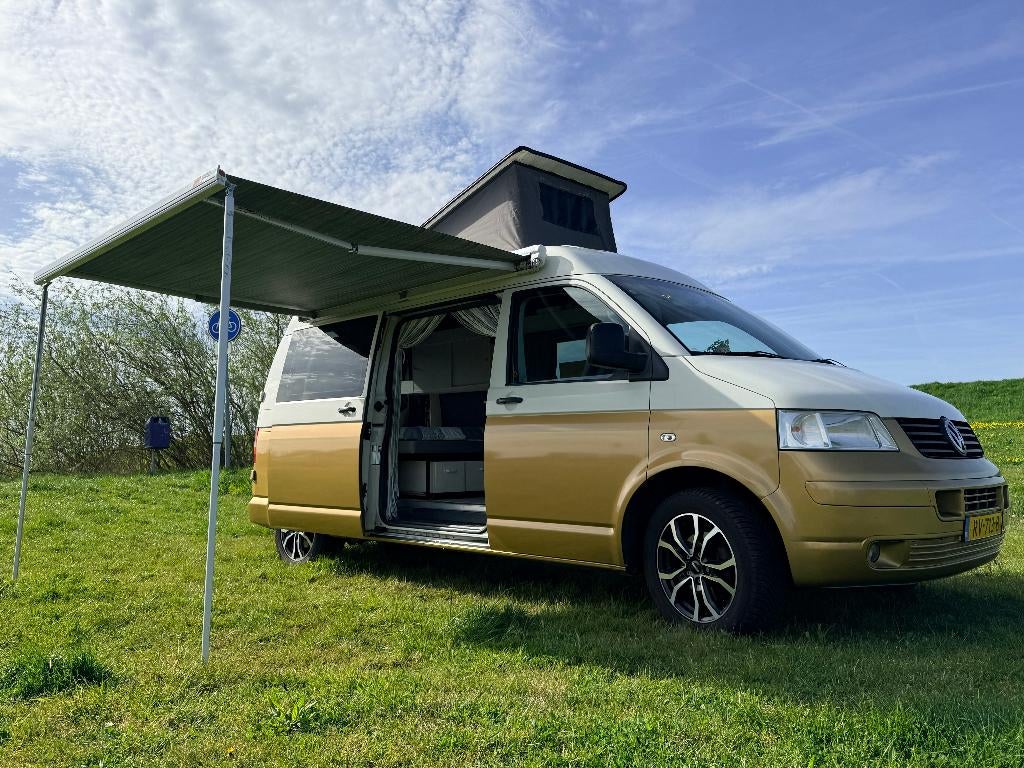 VW Transporter T5 Camper | Verlengd & verhoogd + hefdak, Caravans en Kamperen, Campers, Chemisch toilet, Luifel, Volkswagen, Tot en met 2