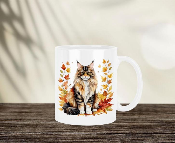 Maine Coon Herfstmok, Huis en Inrichting, Keuken | Servies, Nieuw, Kop(pen) en/of Schotel(s), Overige stijlen, Verzenden