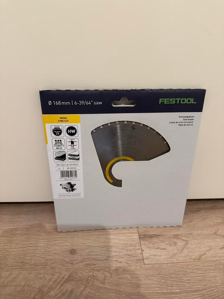 Festool Cirkelzaagblad HW 168x1,8x20 WD42, Doe-het-zelf en Verbouw, Gereedschap | Zaagmachines, Ophalen of Verzenden, Nieuw, Cirkelzaag
