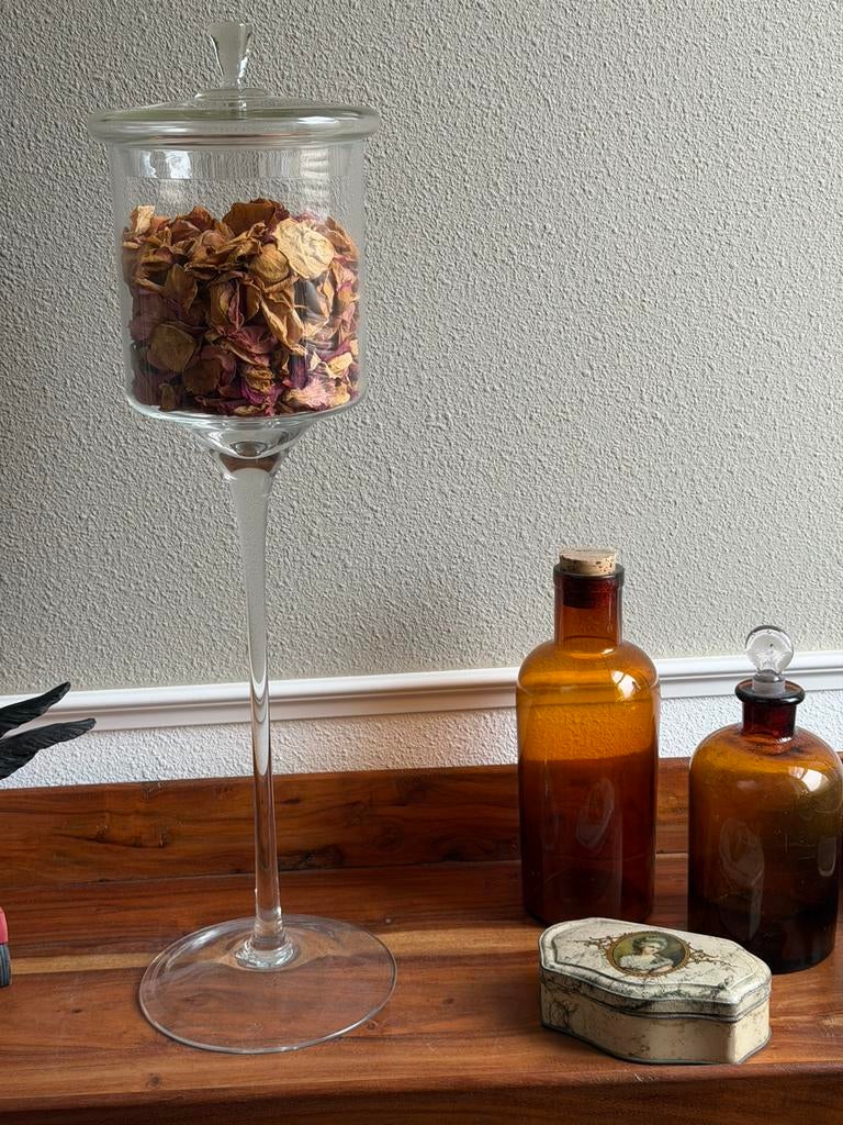 Prachtige glazen bokaal op lange ‘poot’ - als nieuw, Huis en Inrichting, Ophalen, Zo goed als nieuw