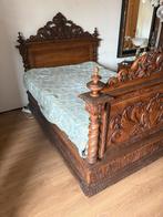 Antiek Eikenhouten Bed met Rijkelijk Snijwerk, Ophalen