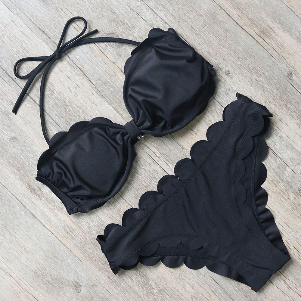 Zwarte push-up bikini (dames vrouwen push up maat S M L), Verzenden, Nieuw, Zwart, Bikini