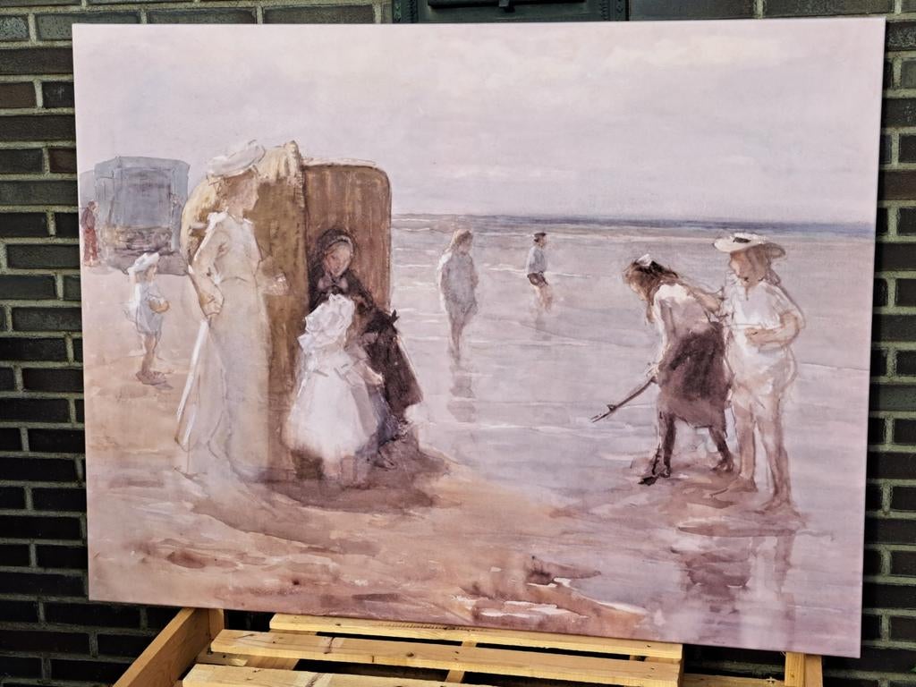 JohanAntonie DeJonge +certificaat Gezicht langs de vloedlijn, Ophalen, 1800 - 1899, 140 cm, 106 cm