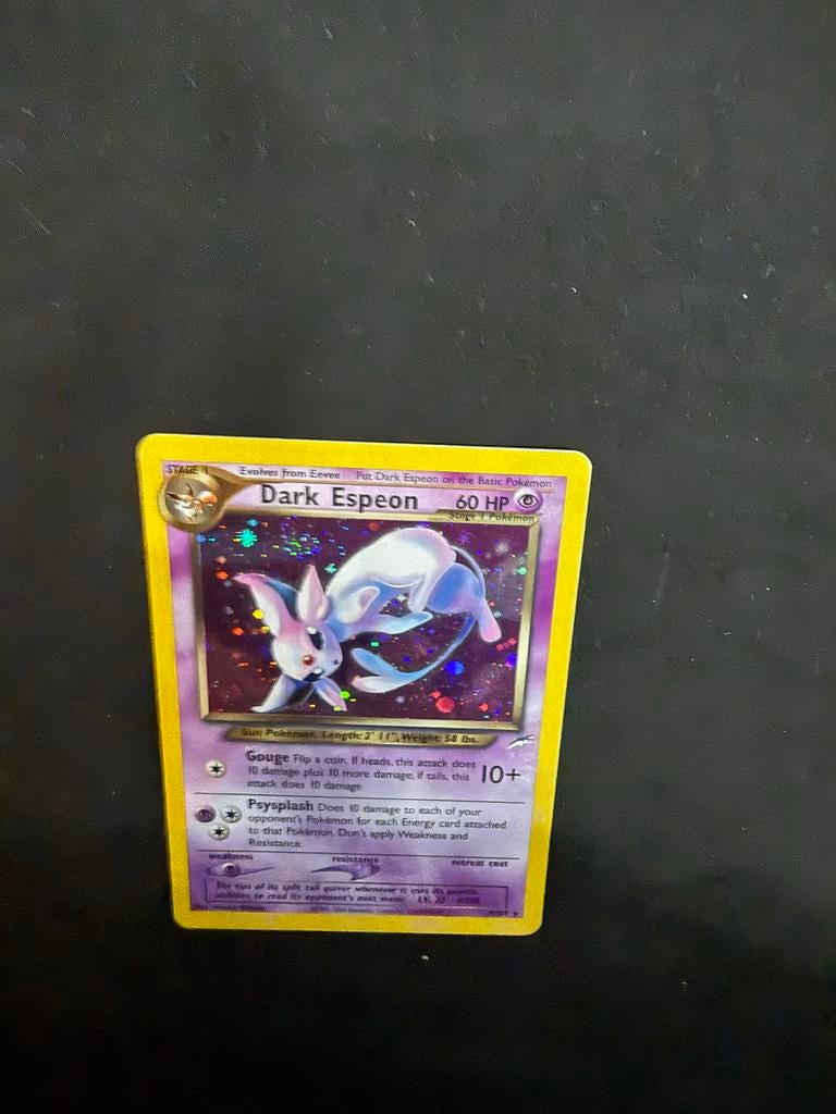 Dark Espeon Pokémon Kaart - Zeldzaam en Holografisch, Ophalen of Verzenden, Gebruikt, Losse kaart, Foil