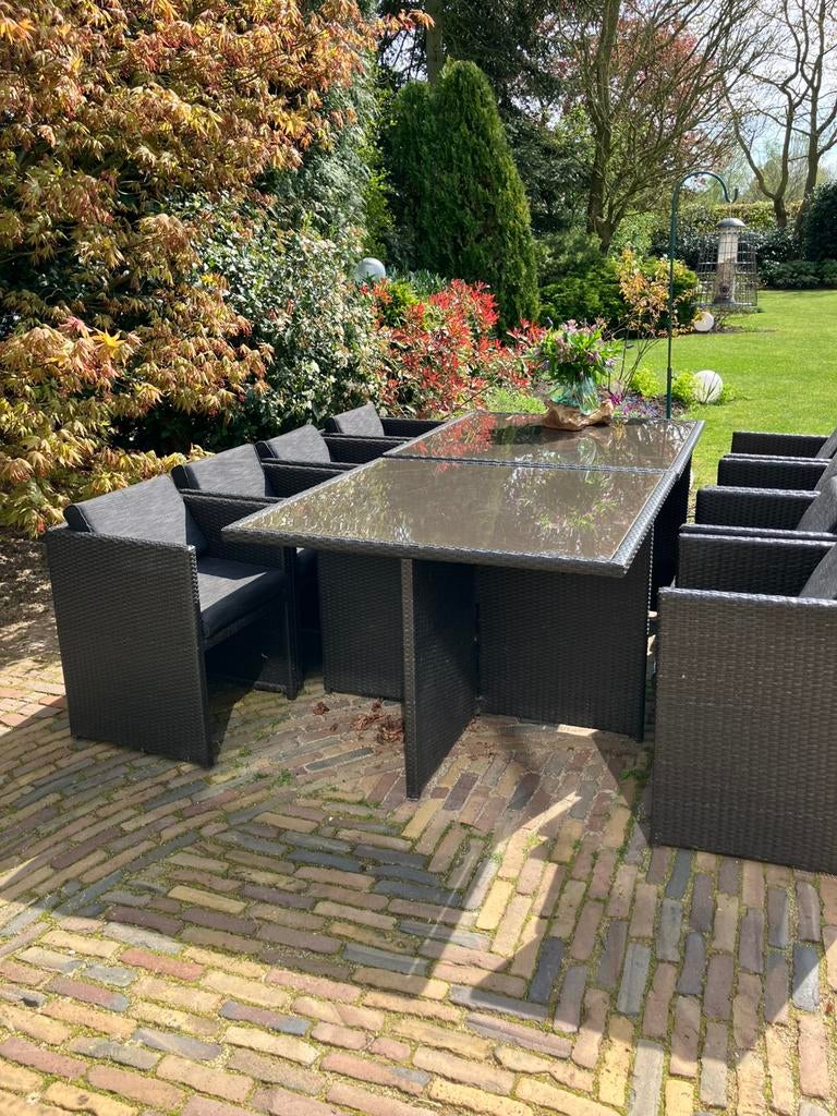 Zeer handige tuinset 2x 1.10m, Tuin en Terras, Tuinsets en Loungesets, Ophalen, Wicker, Tuinset, Eettafel