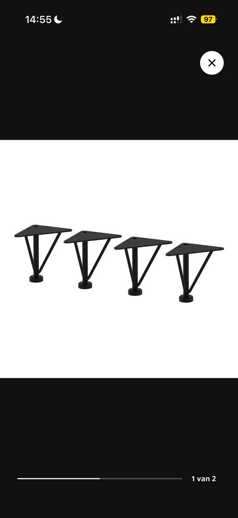 Set van 4 zwarte IKEA eket poten, Ophalen of Verzenden, Zo goed als nieuw