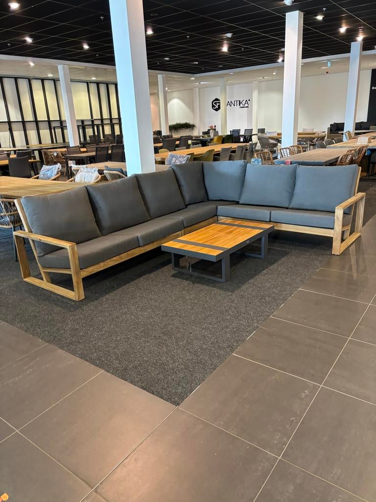 Luxe Teakhouten Loungeset met Comfortabele Kussens, Tuin en Terras, Tuinsets en Loungesets, 5 zitplaatsen, Teakhout, Nieuw, Ophalen of Verzenden