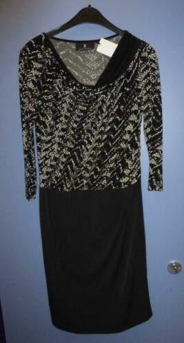 Mart Visser jurk zwart wit druk printje onder zwart 38 29787, Maat 38/40 (M), Mart Visser, ., Zwart