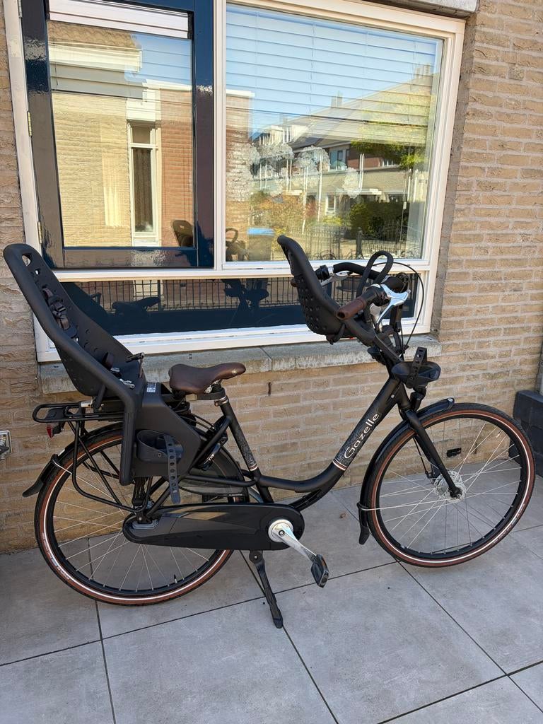 Gazelle Bloom Mamafiets met 2 kinderzitjes, Ophalen, 2 zitjes, Dubbele standaard, Gazelle