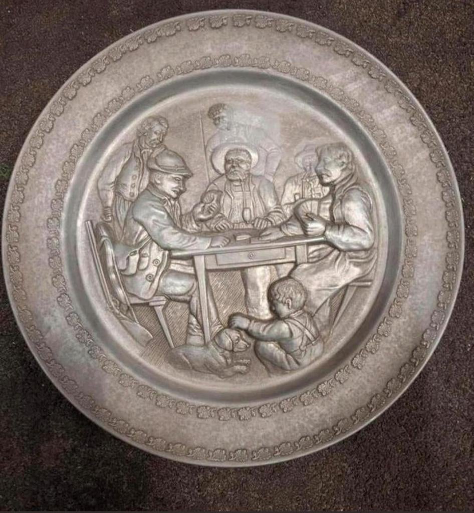 Mooi tinnen bord, Ophalen of Verzenden