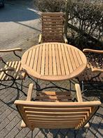 Charmante tuinset - 4 stoelen en tafel / Hartman - Mesch, Ophalen, Gebruikt, Tuinset, Teak Uneak