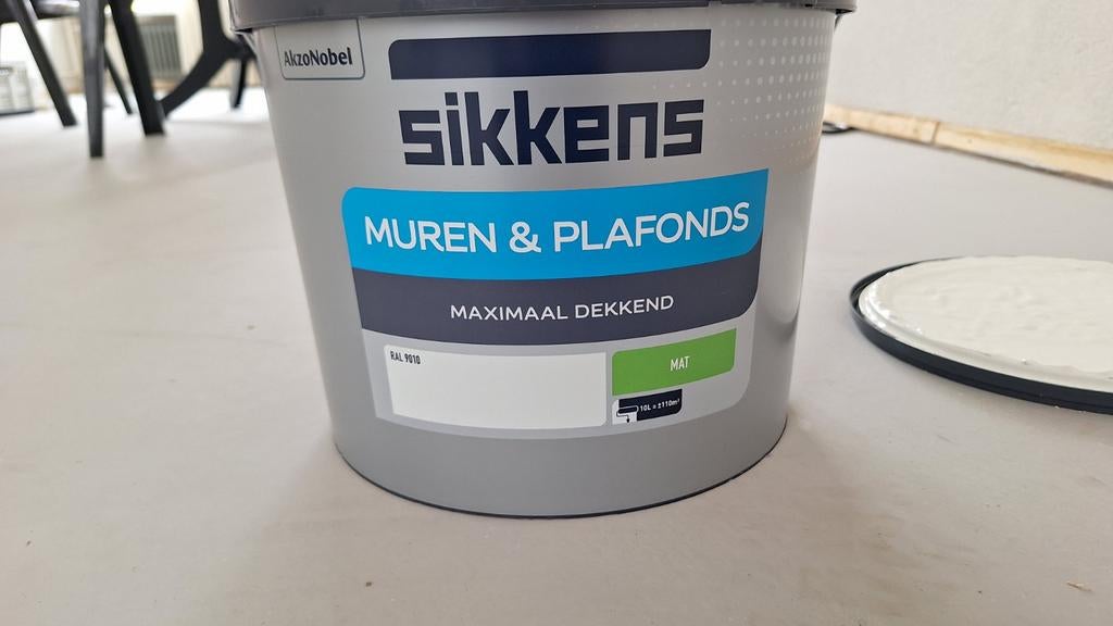 Sikkens Muurverf RAL 9010 Mat - Maximaal Dekkend, Ophalen, Zo goed als nieuw, Wit