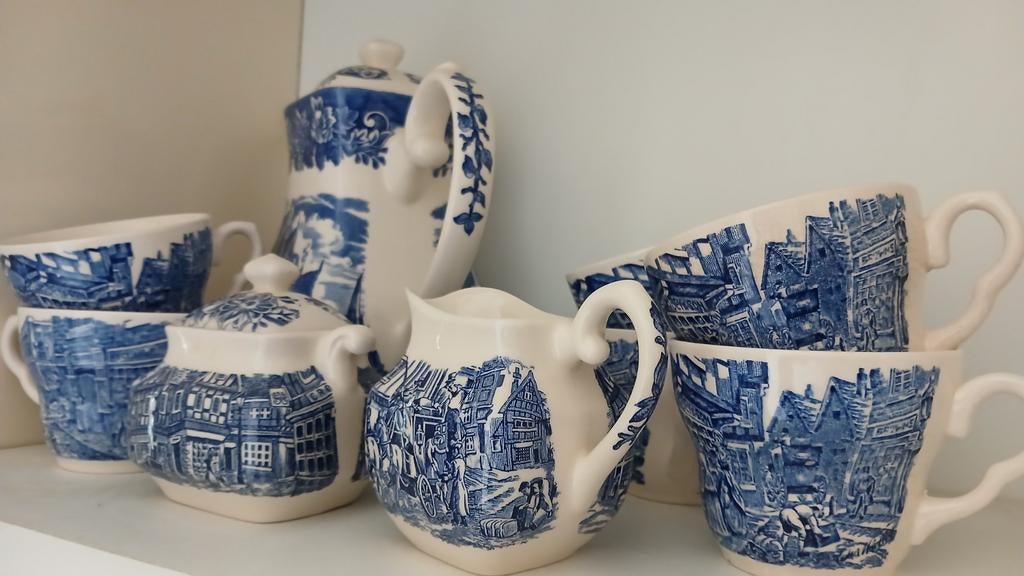 Engels Ironstone Koffieservies Staffordshire - Uitstekend, Ophalen of Verzenden