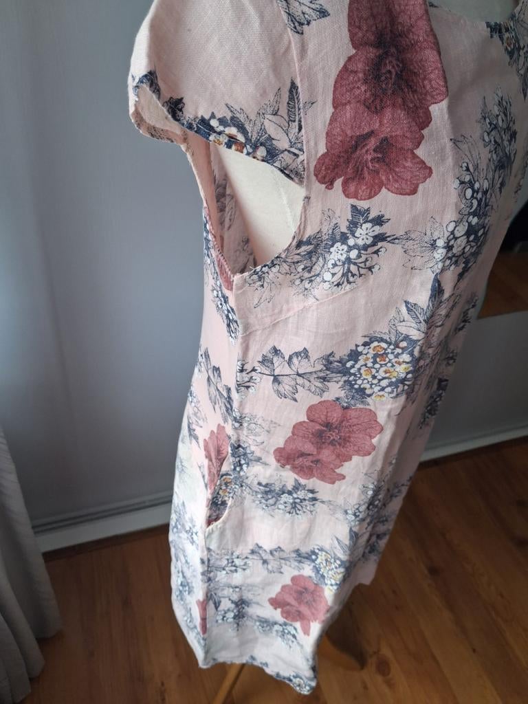 100 % LINNEN ZOMERJURK MAAT L, Kleding | Dames, Jurken, Maat 38/40 (M), Paars, Ophalen of Verzenden, Zo goed als nieuw