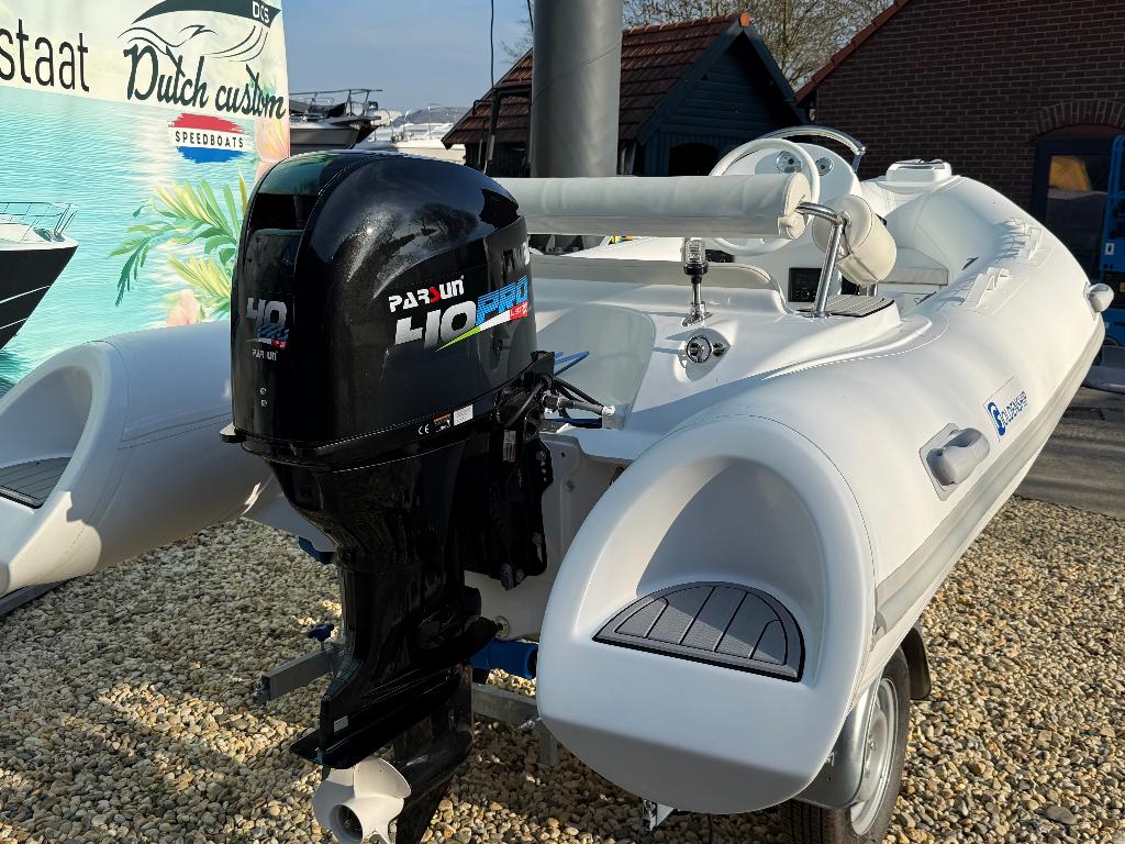 nieuwe prachtige venus 420 rib met 40 pk motor en trailer, Watersport en Boten, Rubberboten, Goldenship, Nieuw, Goldenship, Benzine