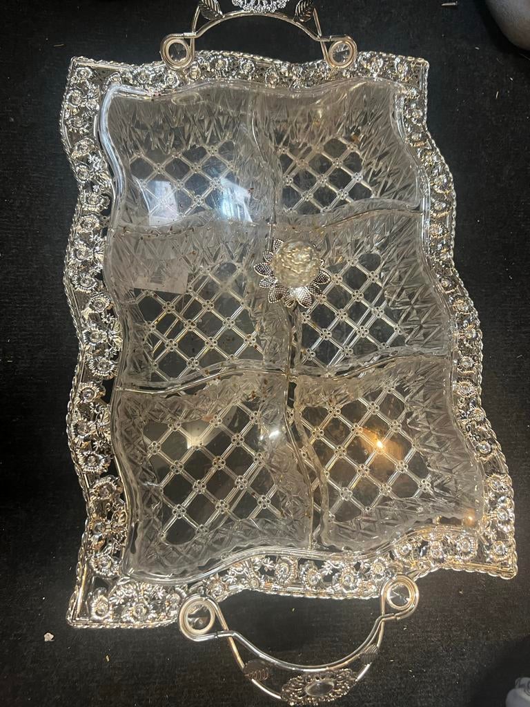 Dienblad met bakjes en een deksel, Huis en Inrichting, Woonaccessoires | Dienbladen, Ophalen of Verzenden, Gebruikt, Rechthoekig