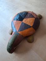 Poef, leren schildpad, patchwork, vintage, design object, Ophalen of Verzenden, Gebruikt