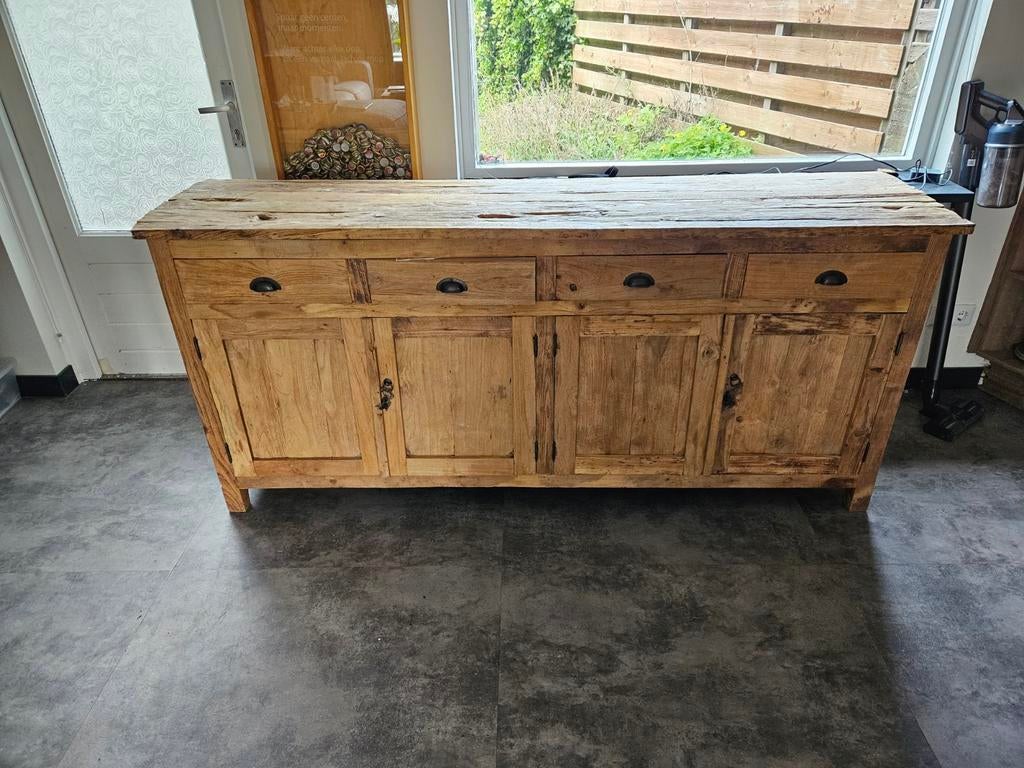 Mooie grote kast van teak hout, Ophalen, Teakhout, Zo goed als nieuw, 200 cm of meer