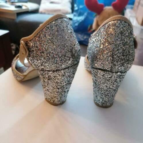 Bronx feestelijke zilver glitter schoenen met beige 37 29537, Bronx, Pumps, Overige kleuren, .