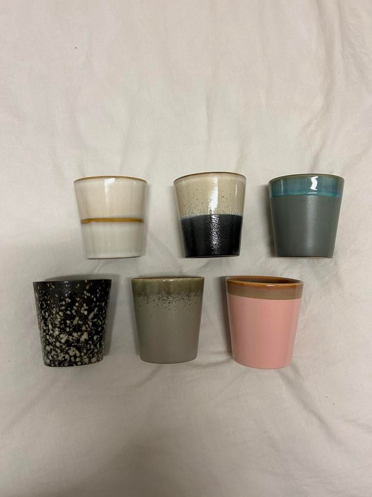 HK Living kopjes - set van 6 diverse kleuren, Huis en Inrichting, Keuken | Servies, Keramiek, Ophalen of Verzenden, Zo goed als nieuw