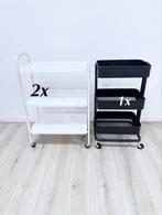3 rolwagens / roltafels (2x wit, 1x zwart), Ophalen, Gebruikt, Rechthoekig, Metaal