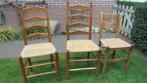 3 eiken eetkamer stoelen met biezen zitting, Ophalen