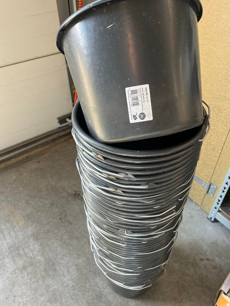 Zwarte kunststof emmers, 12 liter, 50 stuks, Ophalen, Kunststof, Gebruikt, Minder dan 60 cm