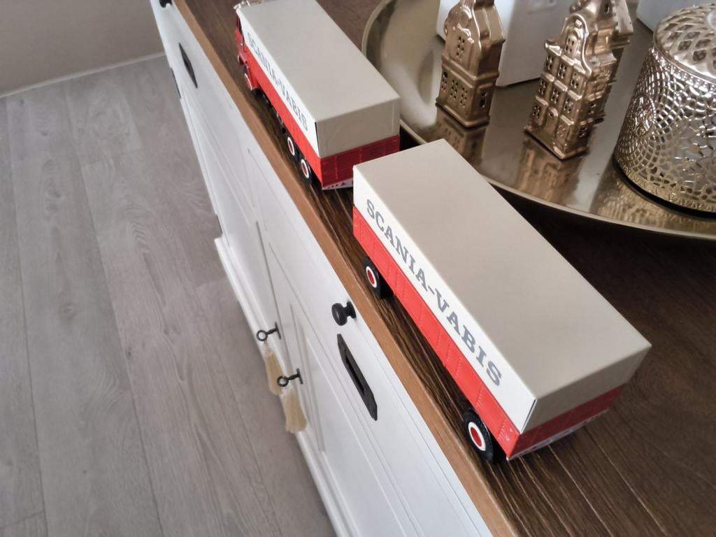 Nette Tekno Scania vrachtwagen met aanhanger, Hobby en Vrije tijd, Modelauto's | 1:50, Ophalen of Verzenden