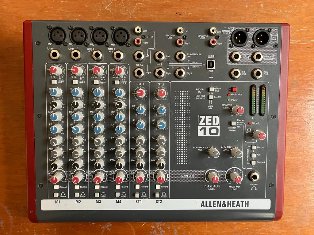 Allen&Heath - Zed10 8-kanaals mixer met USB-interface, Muziek en Instrumenten, Mengpanelen, Gebruikt, 5 tot 10 kanalen, Microfooningang
