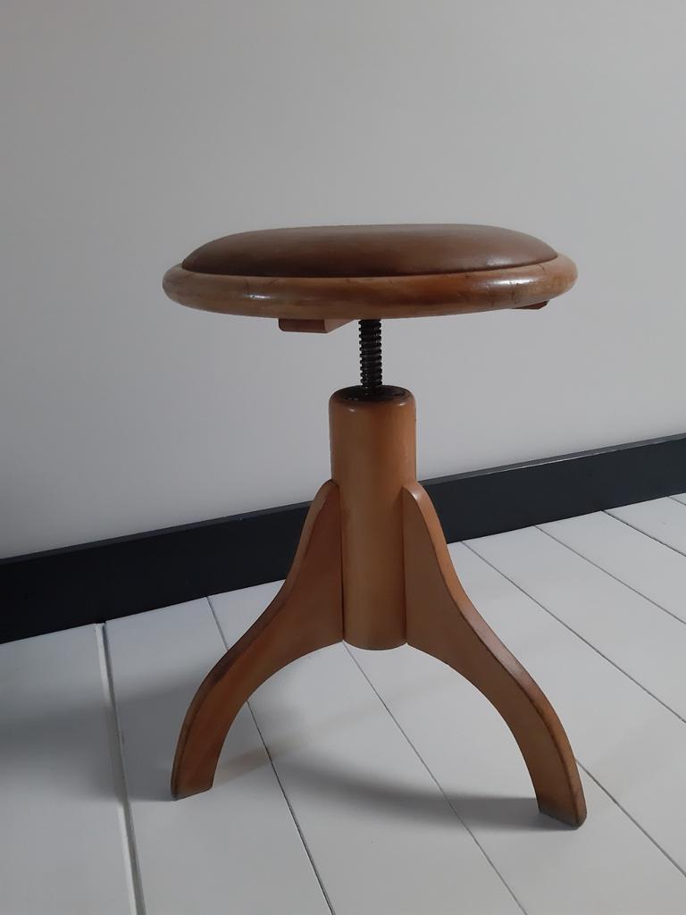 Vintage Thonet stijl pianokruk - in hoogte verstelbaar, Huis en Inrichting, Krukjes, Ophalen of Verzenden